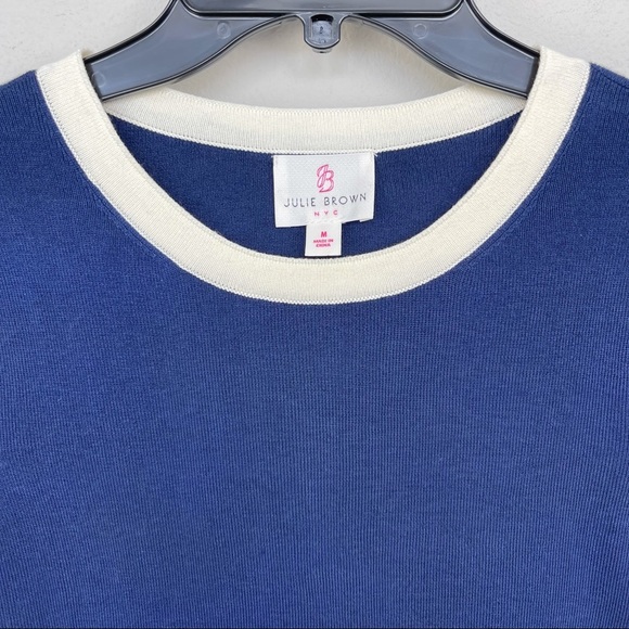 NWT Julie Brown NYC White/Navy Short Sleeve Top - Picture 5 of 12